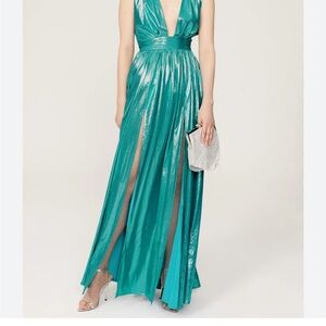 Elegant Teal Metallic Evening Gown | Bronx & Banco | M (6)